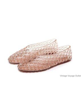 Women Jelly Shoes Flat Sandals Clear Waterproof Hollow Cutout Mules PVC Summer
